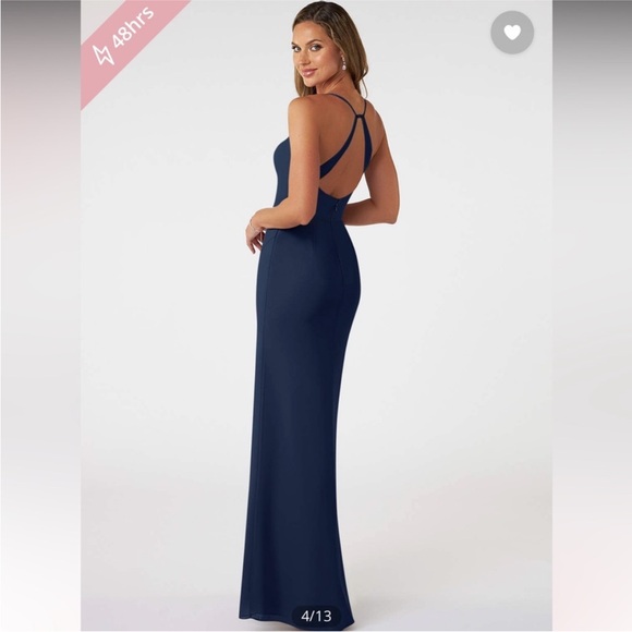 Azazie Becca Dark Navy Dress - Picture 2 of 7